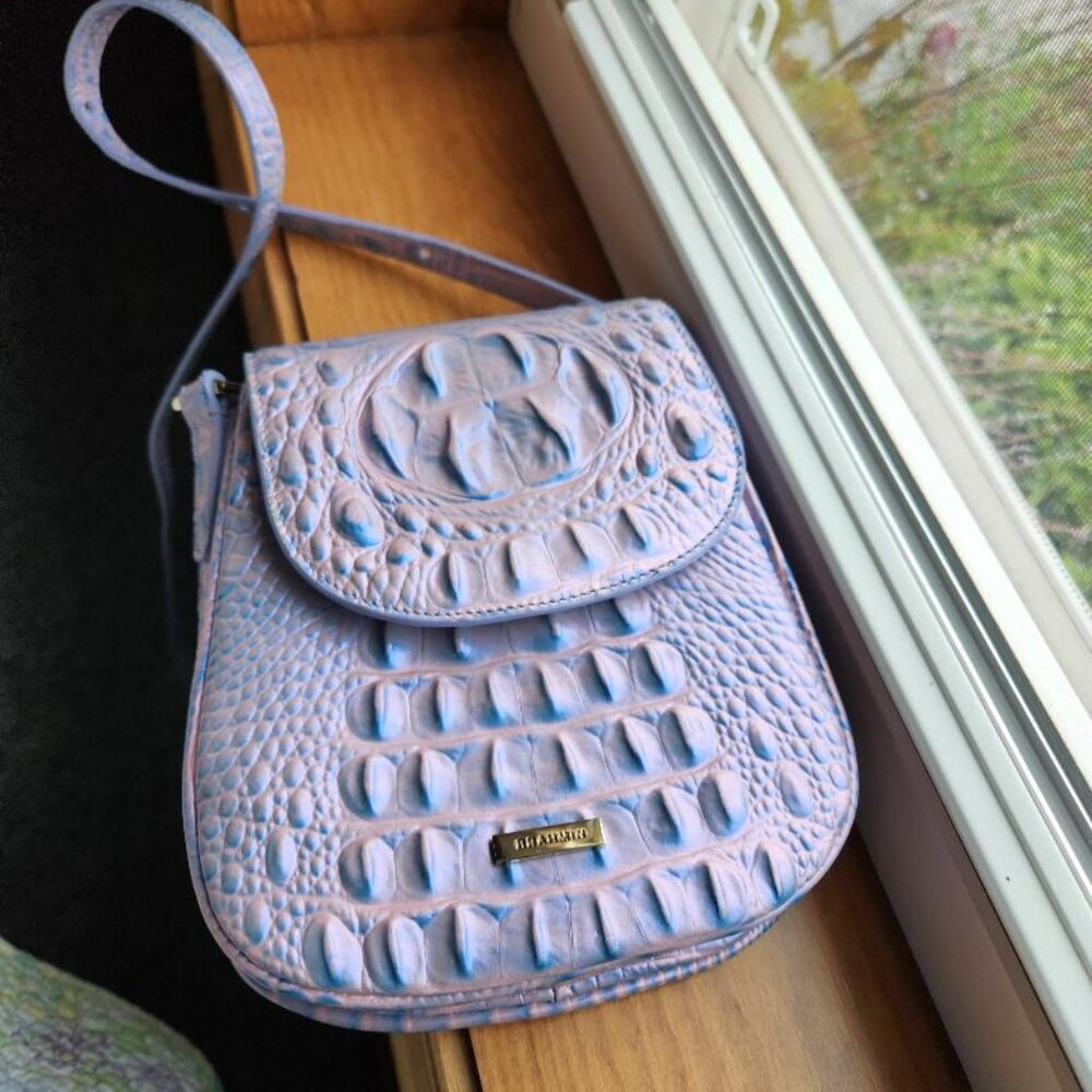 Brahmin small cross body handbag - pink and blue (frosted violet)